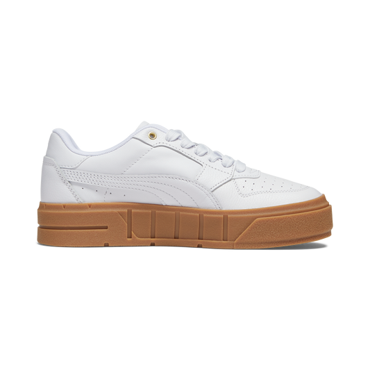 Cali Court Leather Sneakers (White / White / Gold)