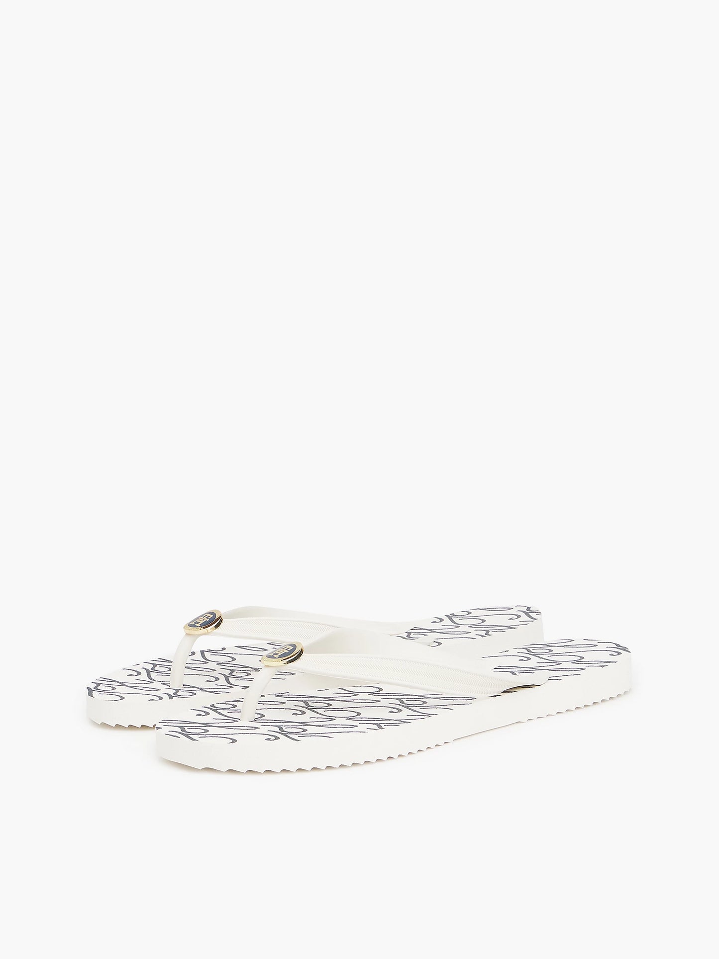 Metal Hardware TH Script Print Flip-Flop