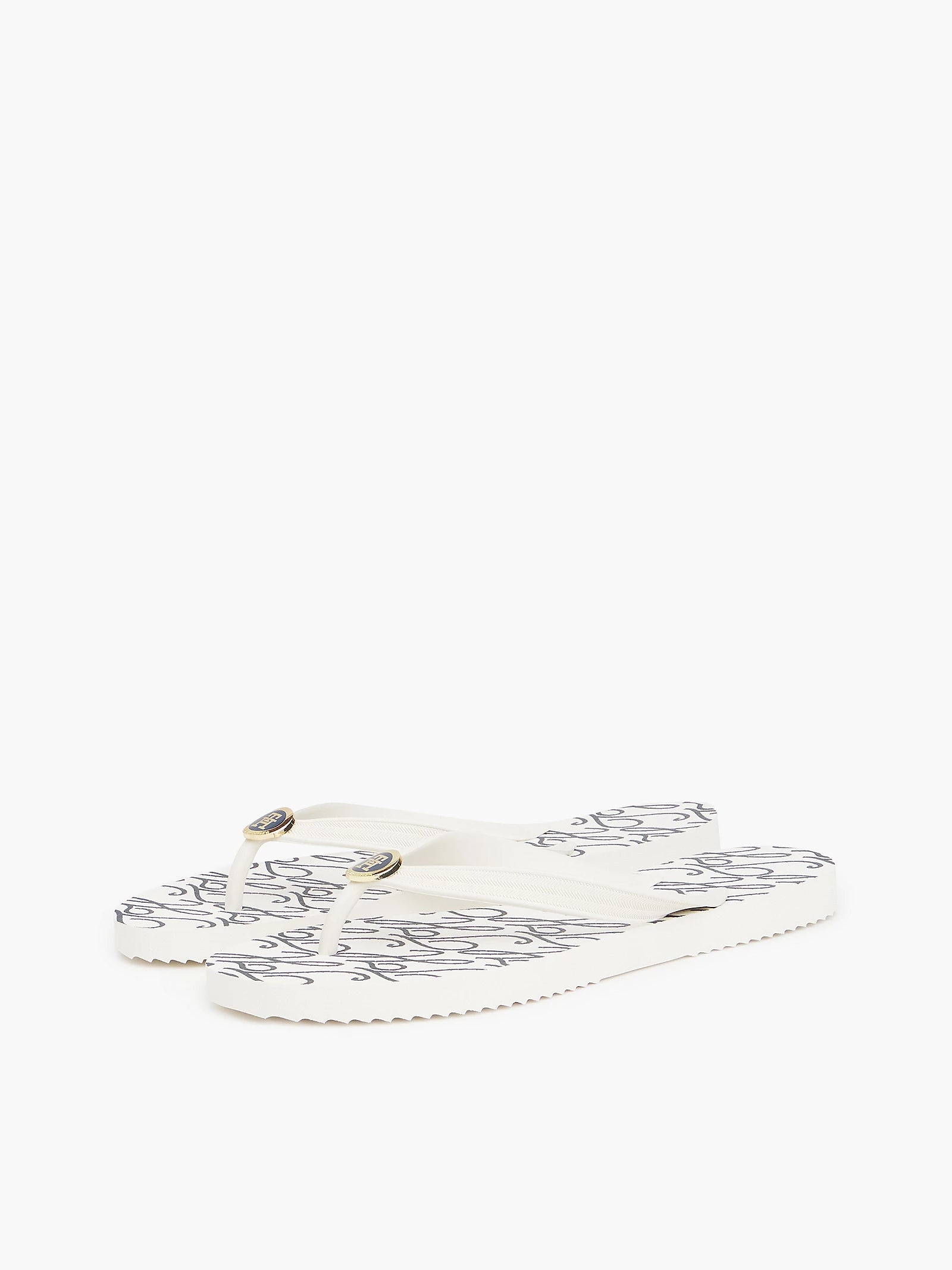 Metal Hardware TH Script Print Flip-Flop