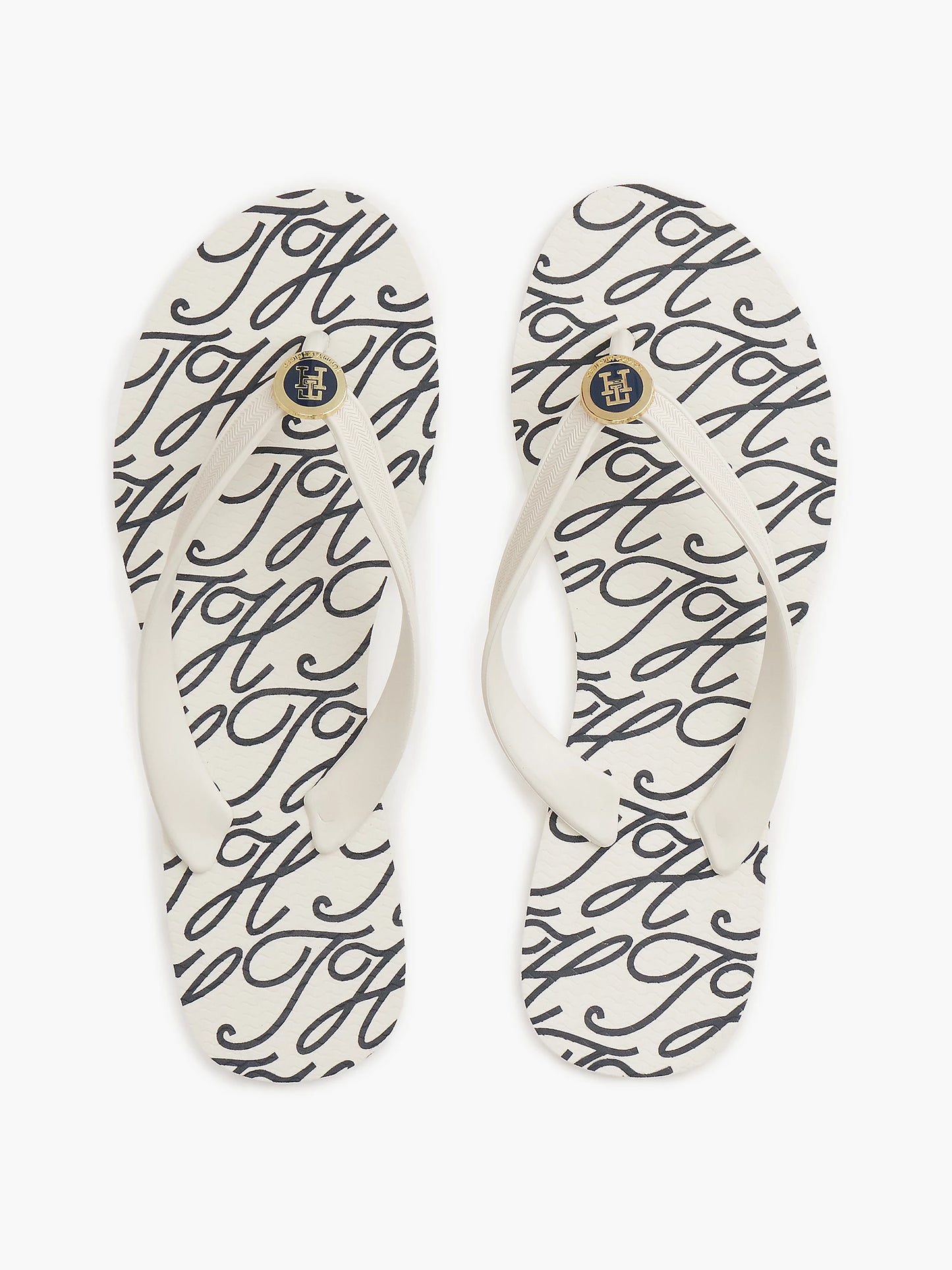 Metal Hardware TH Script Print Flip-Flop