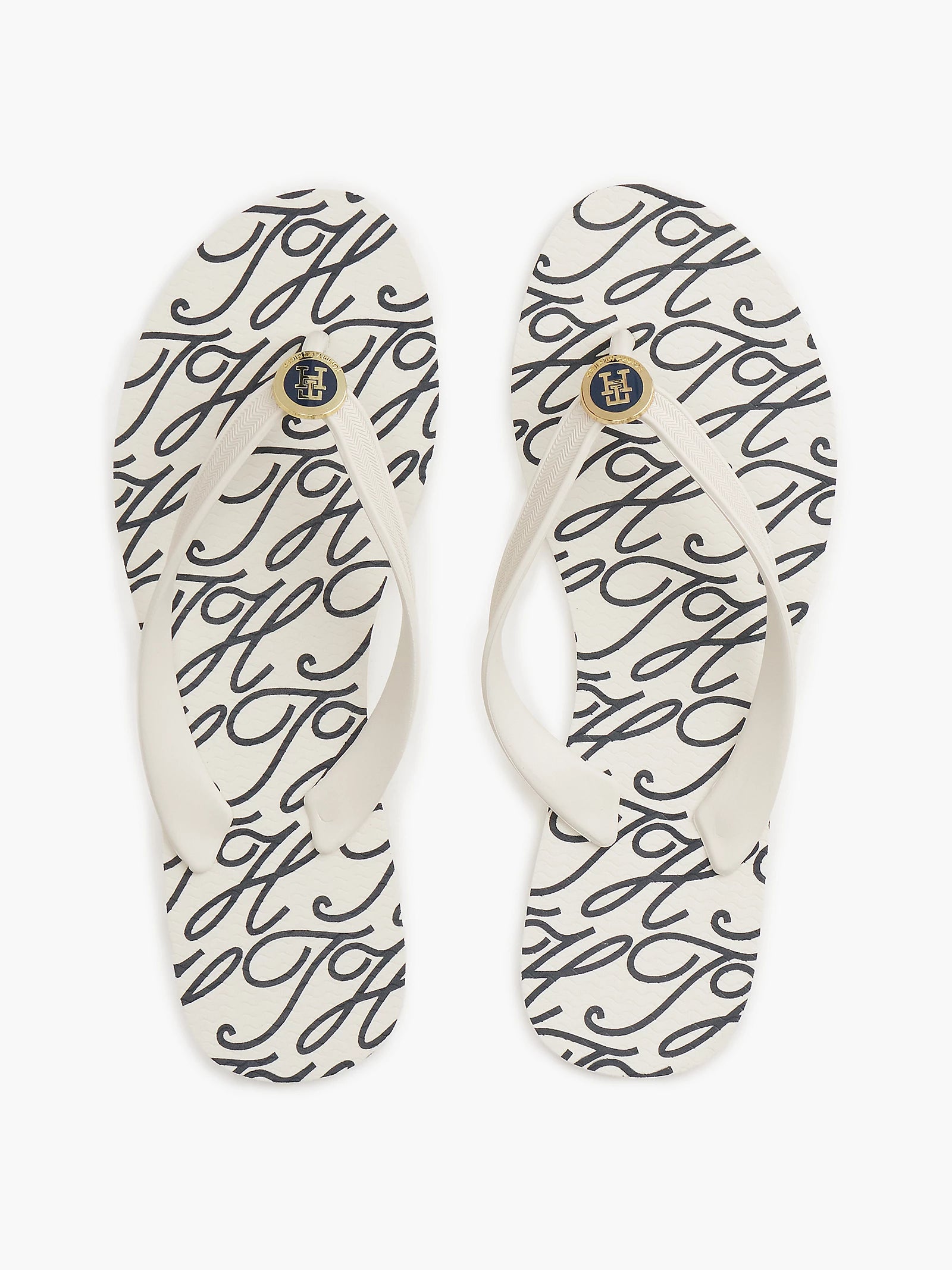 Metal Hardware TH Script Print Flip-Flop