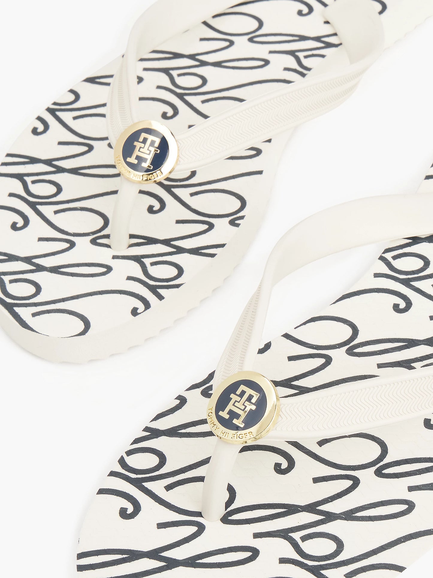 Metal Hardware TH Script Print Flip-Flop