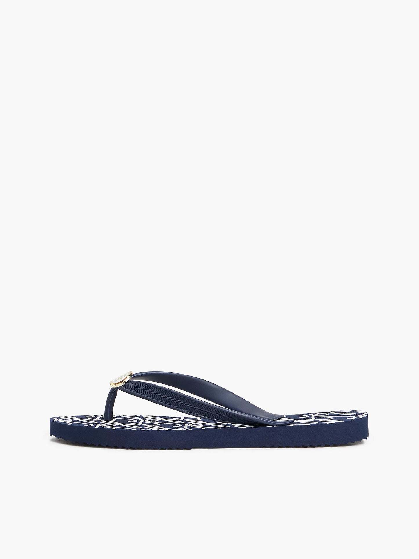 Metal Hardware TH Script Print Flip-Flop