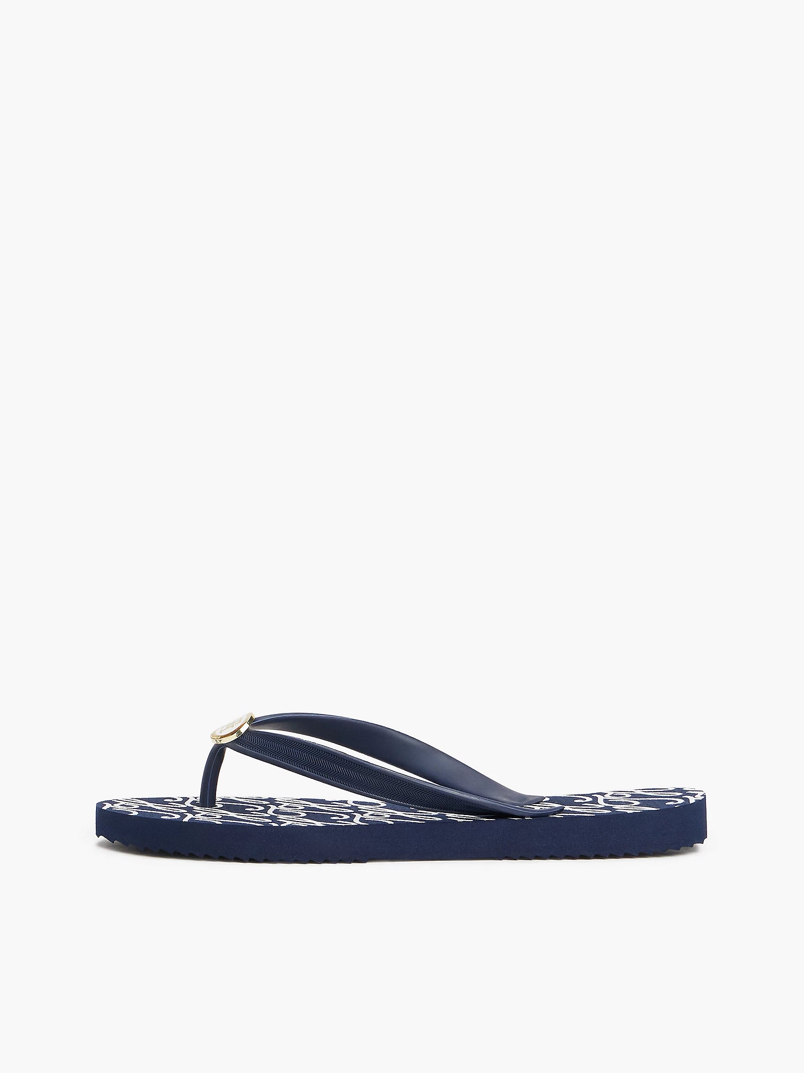 Metal Hardware TH Script Print Flip-Flop