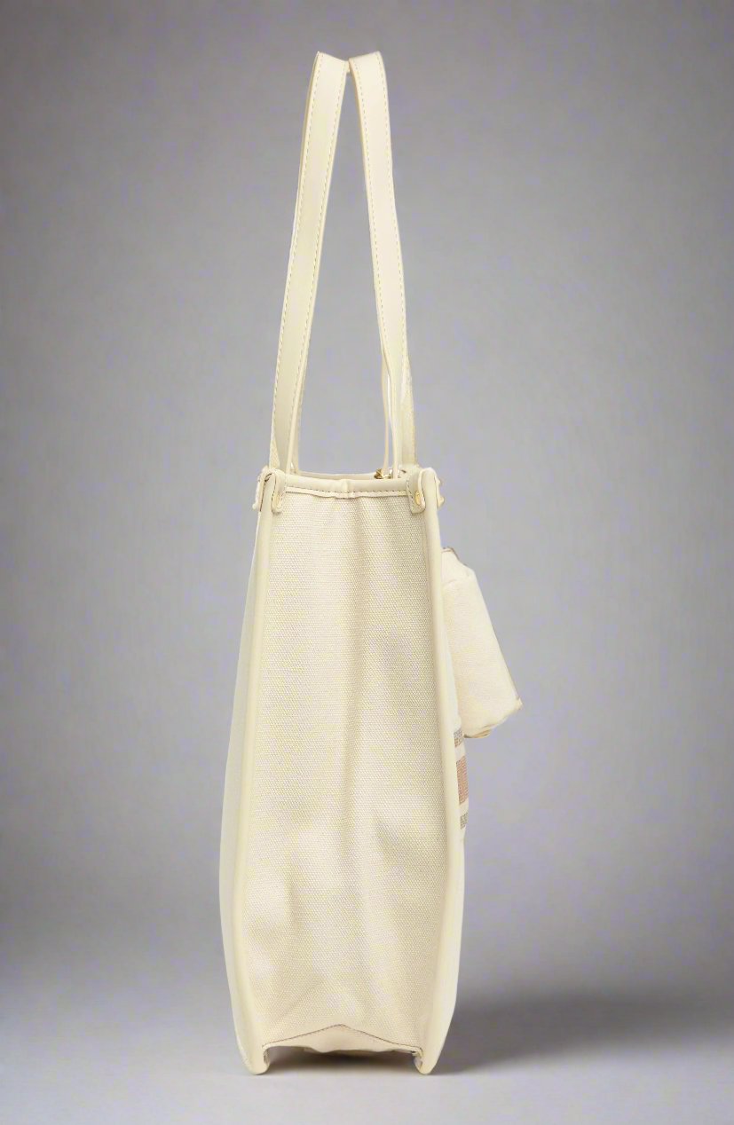 City Canvas Tote with Removable Pouch (Beige)