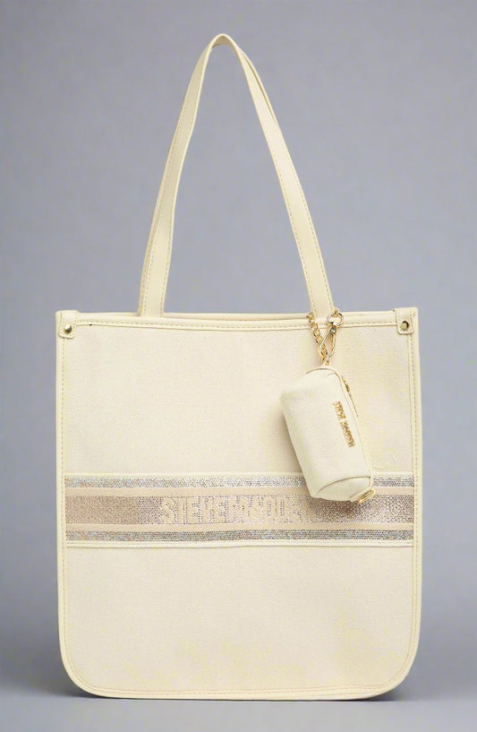 City Canvas Tote with Removable Pouch (Beige)