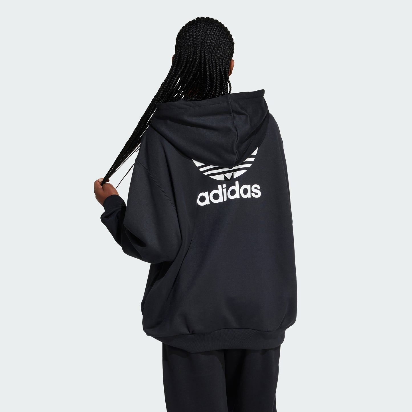 Trefoil Oversized Hoodie (Black)