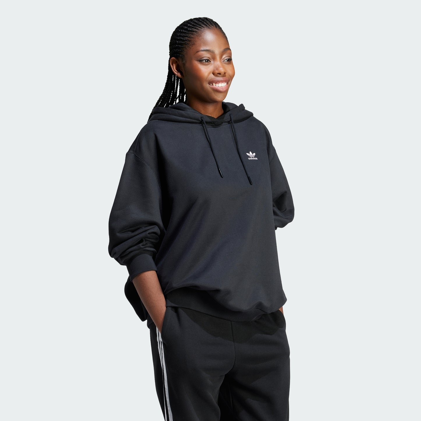 Trefoil Oversized Hoodie (Black)