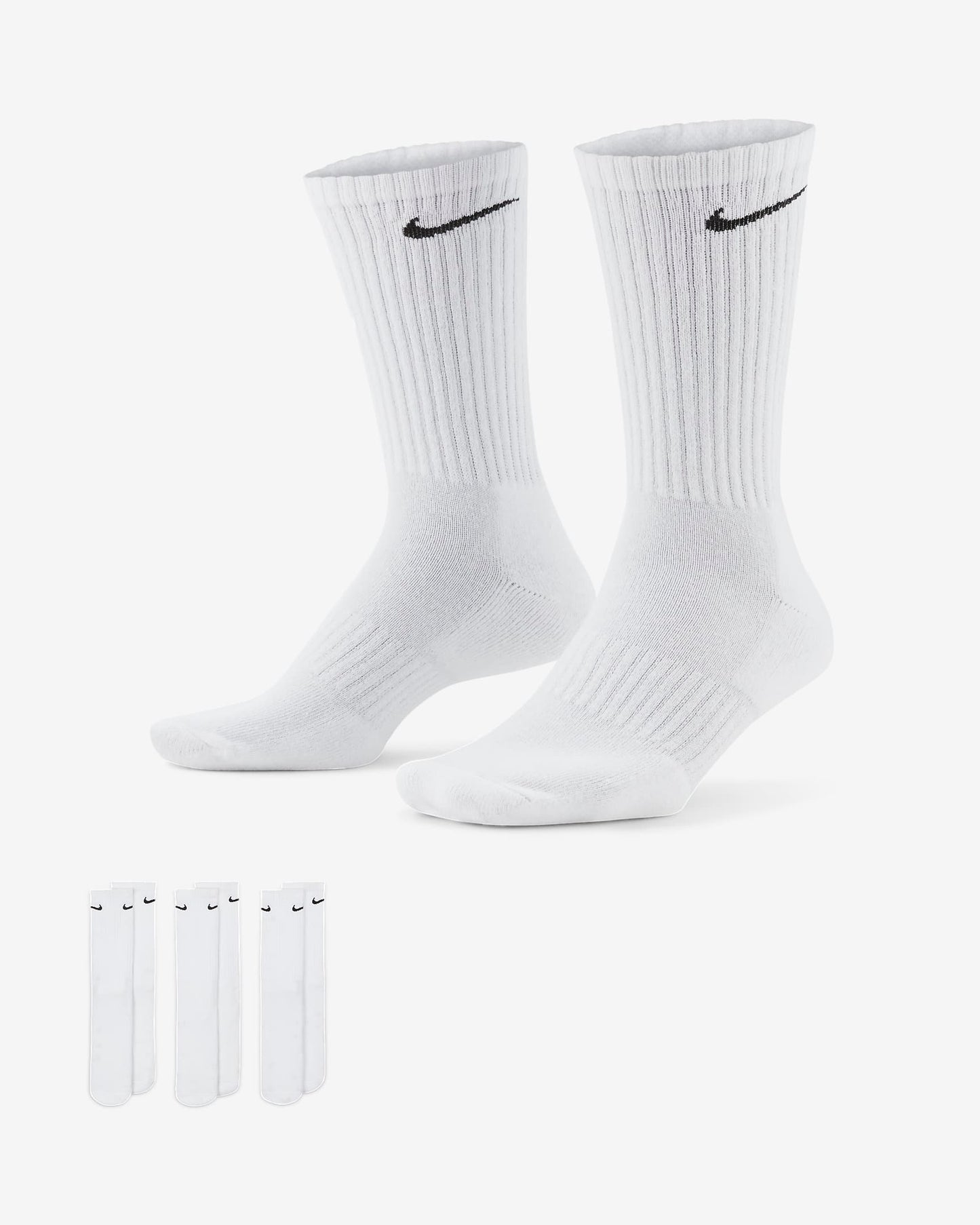 Everyday Cushioned Training Crew Socks (3-Pack) (White / Black)