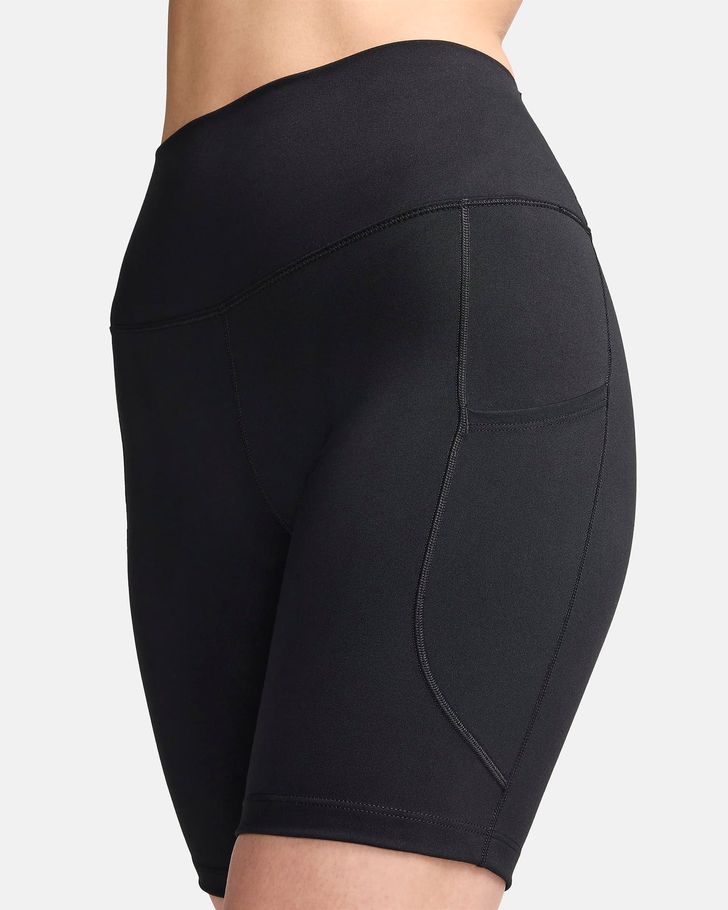 High-Waisted 8" Biker Shorts with Pockets (Black)