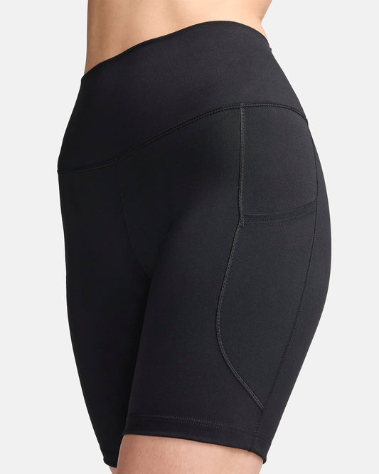 High-Waisted 8" Biker Shorts with Pockets (Black)
