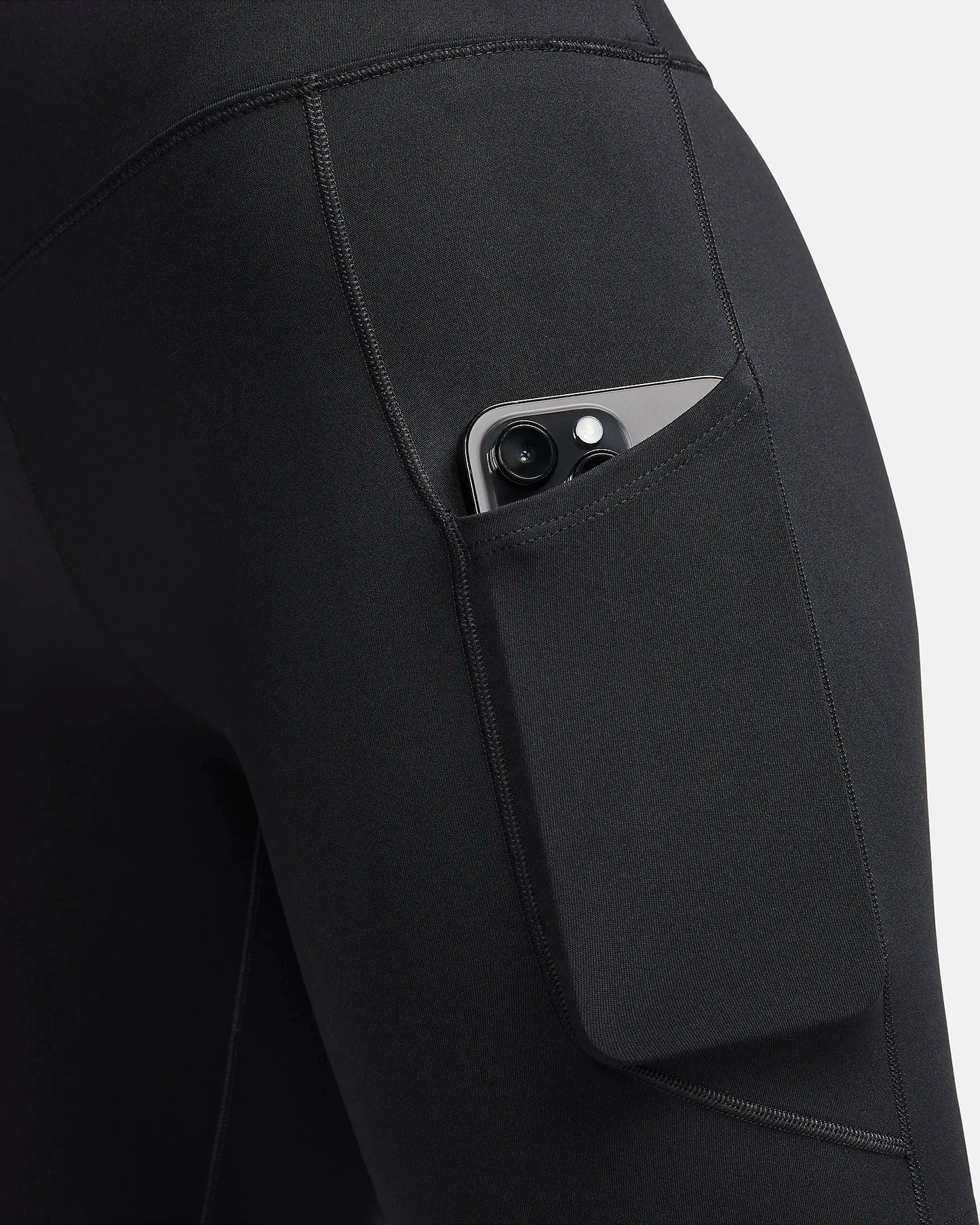 High-Waisted 8" Biker Shorts with Pockets (Black)