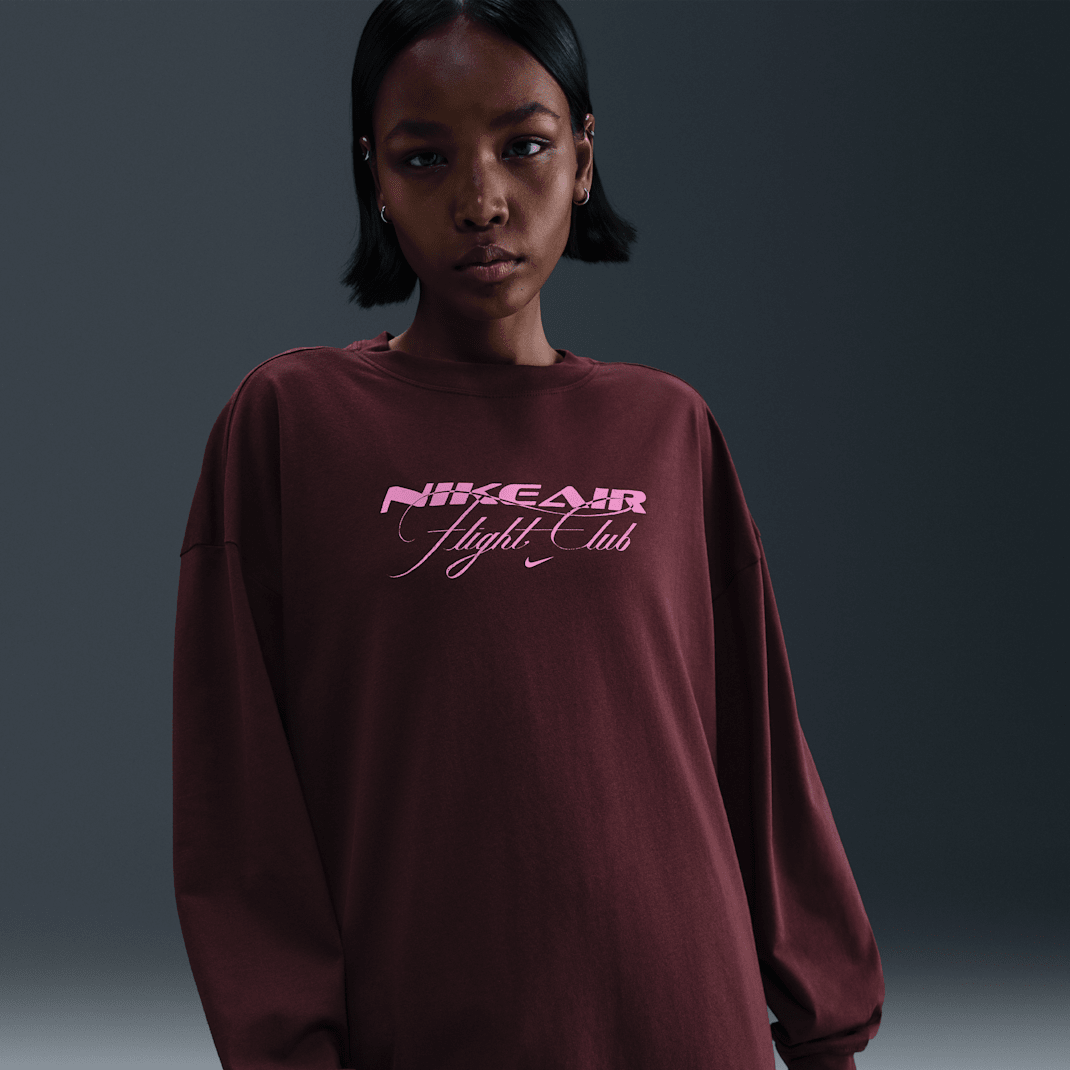 Air Flight Club Oversized Long Sleeve T-Shirt (Burgundy Crush)