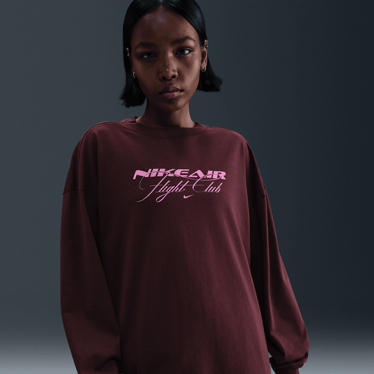 Air Flight Club Oversized Long Sleeve T-Shirt (Burgundy Crush)