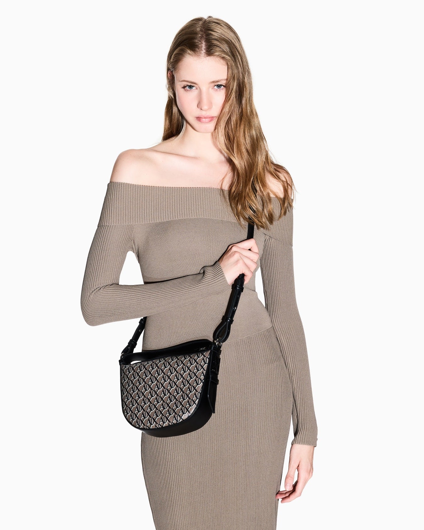 Hobo bag with allover logo