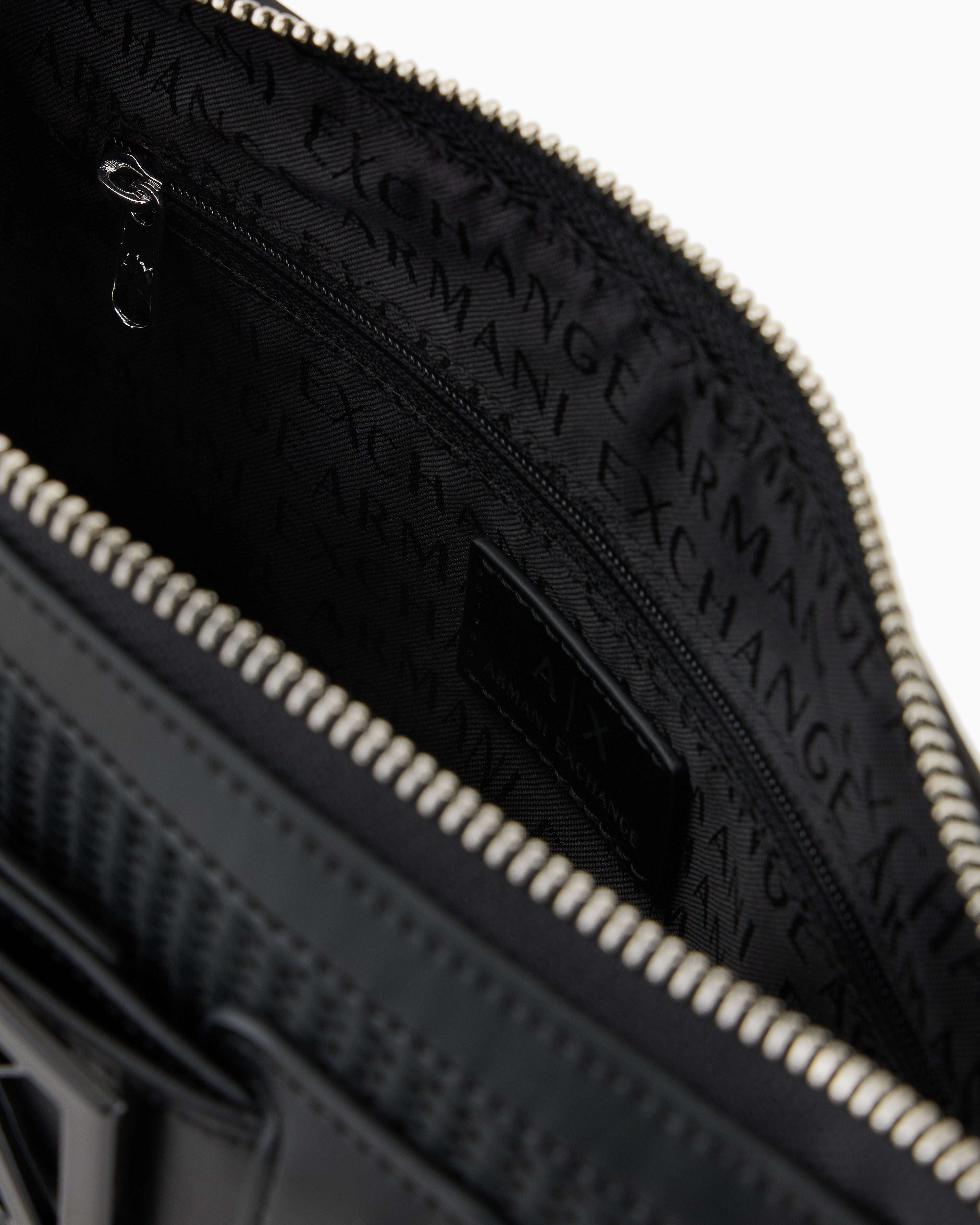 Woven Fabric Shoulder Bag with Logo (Black) – Posh