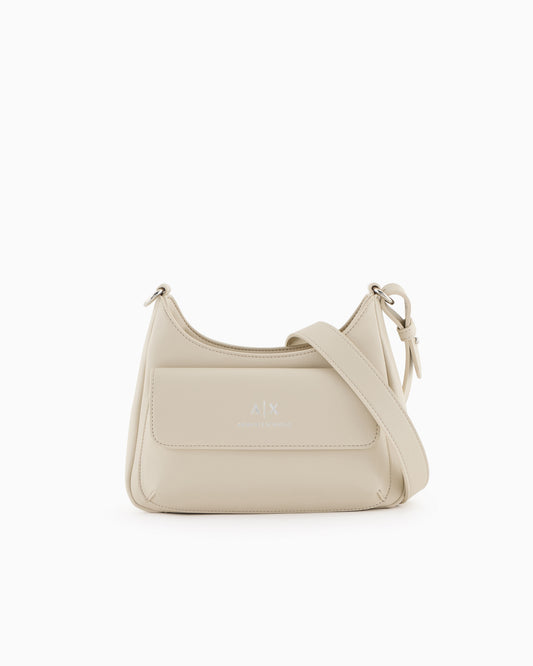 Shoulder Bag with External Pocket (Beige)