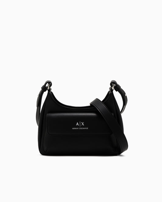 Shoulder Bag with External Pocket (Black)