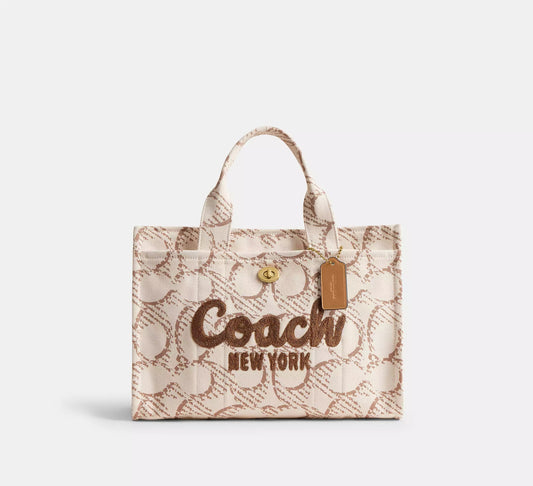 Cargo Tote Bag With Signature Canvas (Brass / Natural)