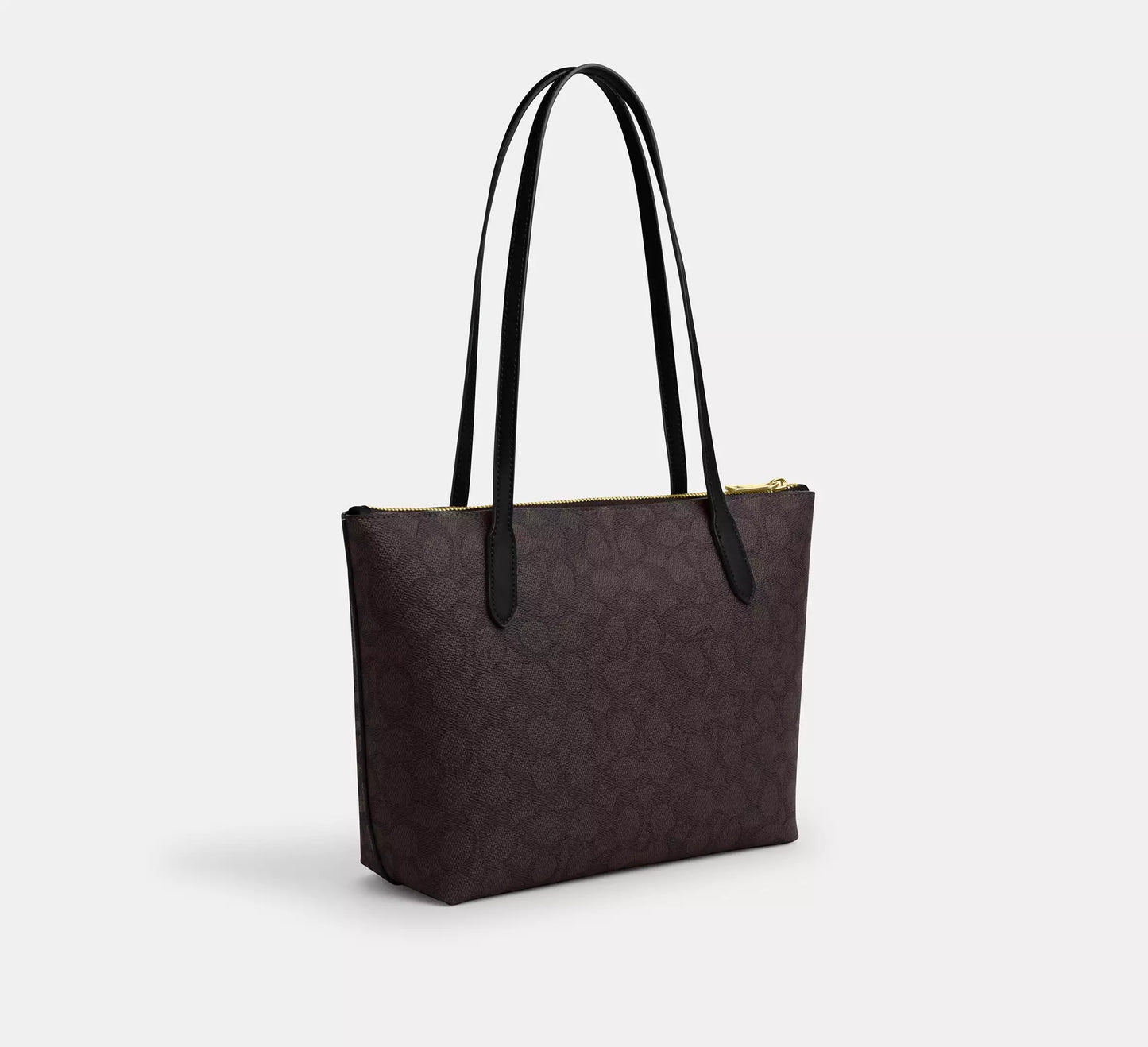 Fiona Zip Tote Bag In Signature Canvas (Gold/Walnut/Black)