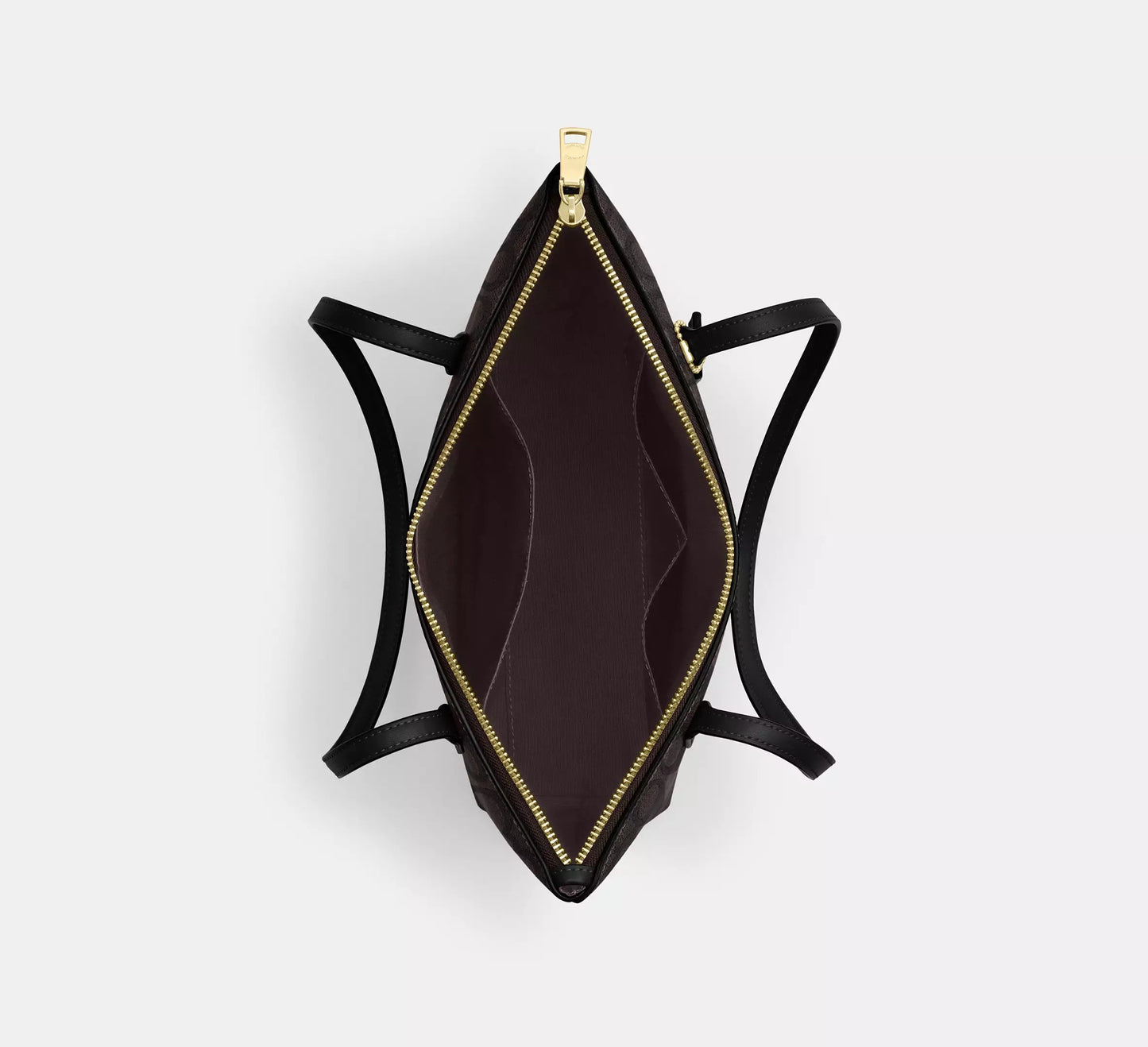 Fiona Zip Tote Bag In Signature Canvas (Gold/Walnut/Black)