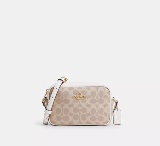 Mini Jamie Camera Bag In Signature Canvas (Sand / Gold)
