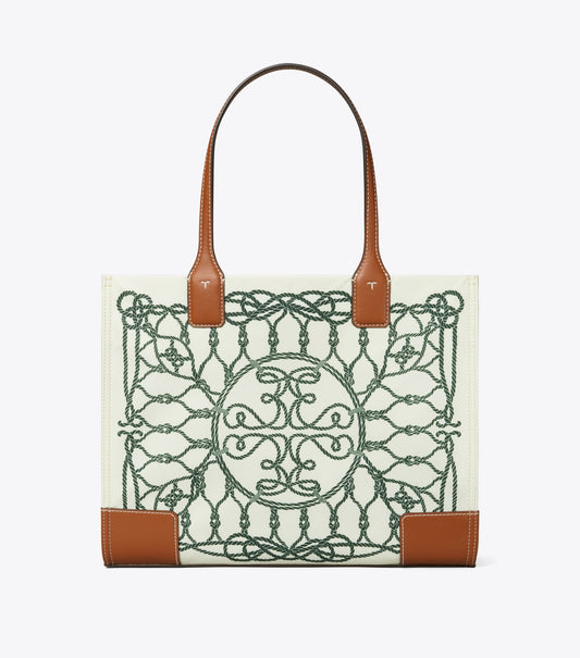 Ella Printed Small Tote (Ivory Abstract Rope)